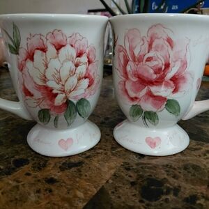 Maxcera Hand Painted Floral Mugs 2pc Discontinued